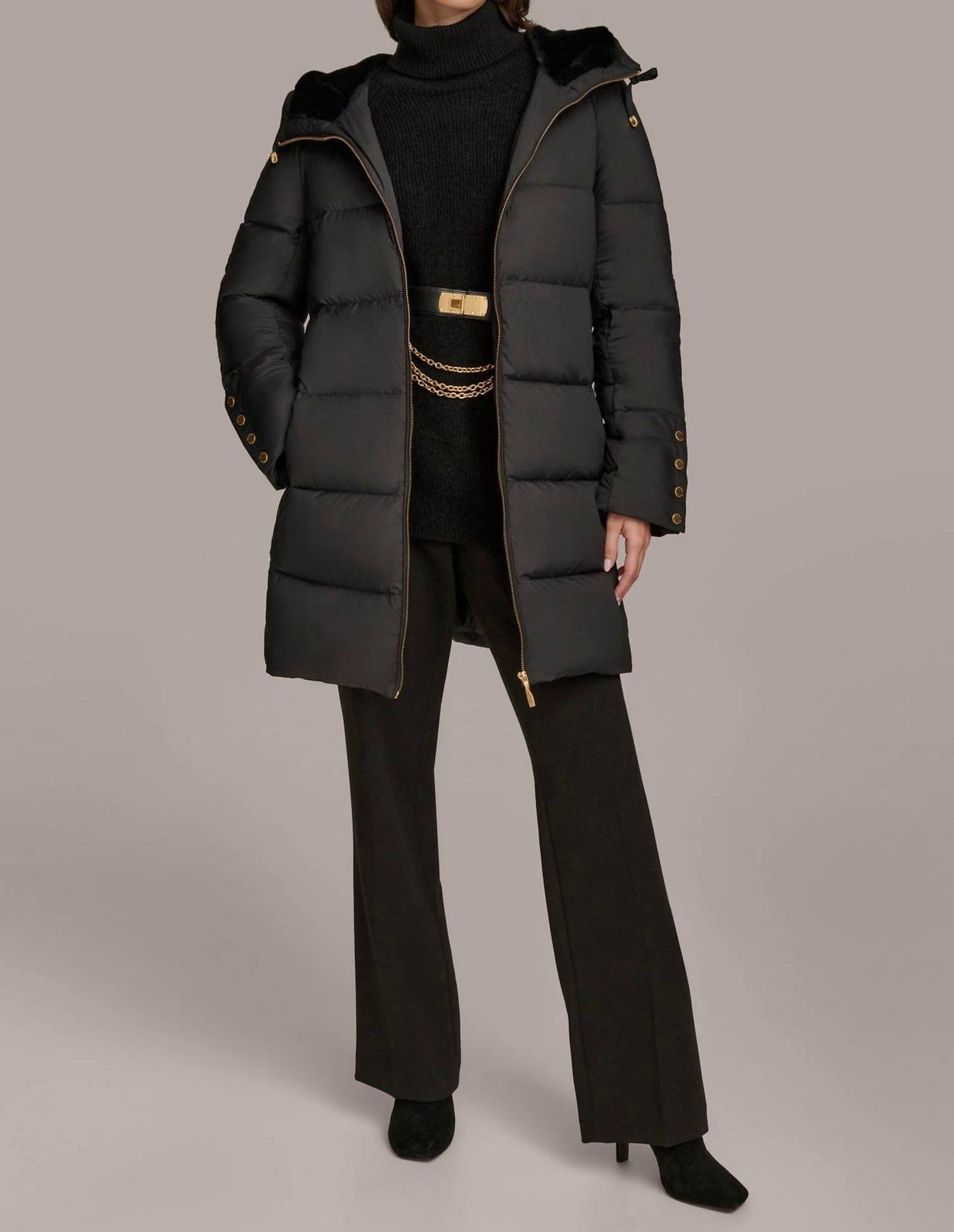 Long Hooded Down Filled Puffer Coat
