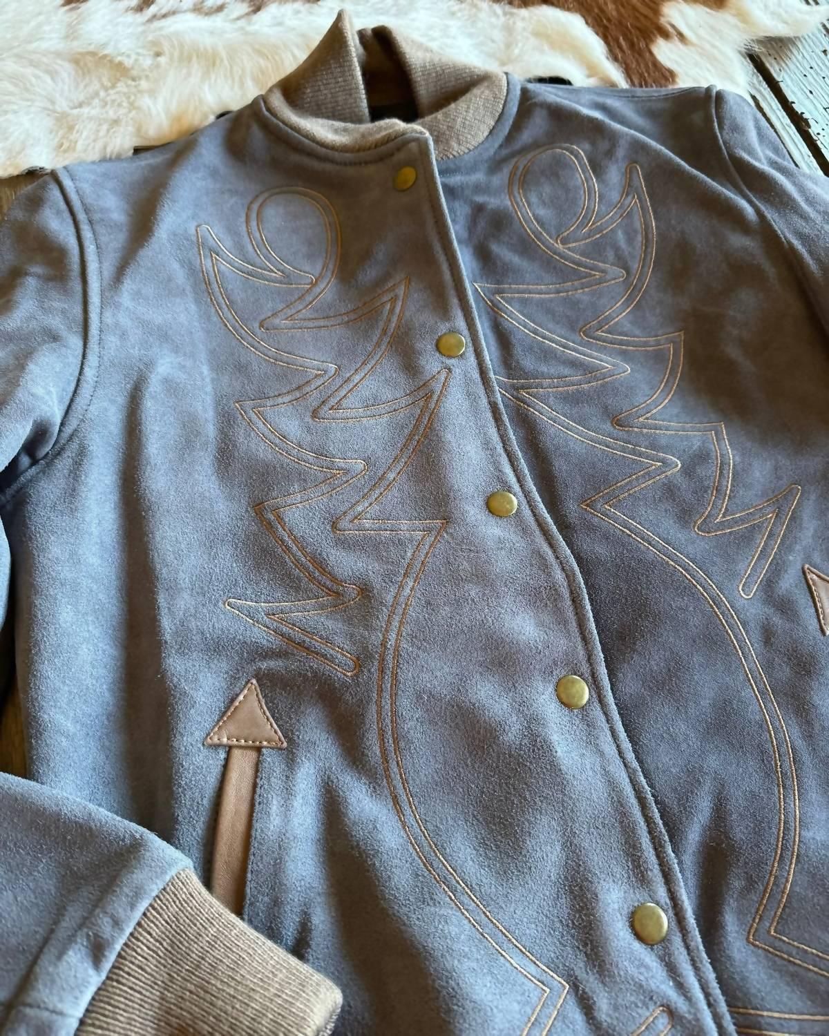 Western & Co. - Women's Jean Baby Embroidered Bomber Jacket - Rack Hunt