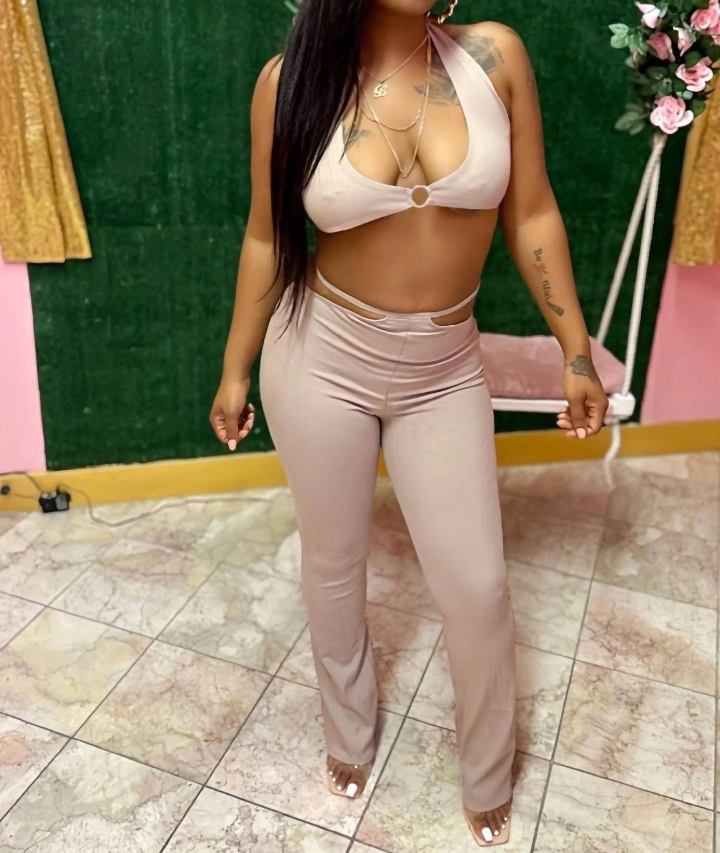 Dont Keep Me Waiting Crop Flare Pants Set