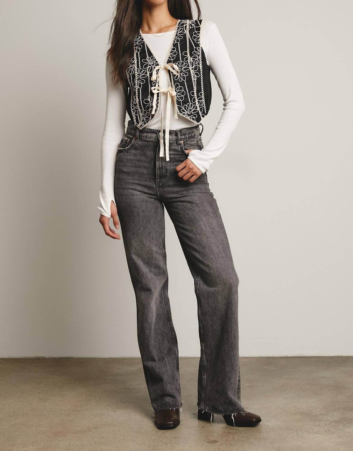 Forte Cashmere - Embroidered Front Tie Boho Vest - Rack Hunt -