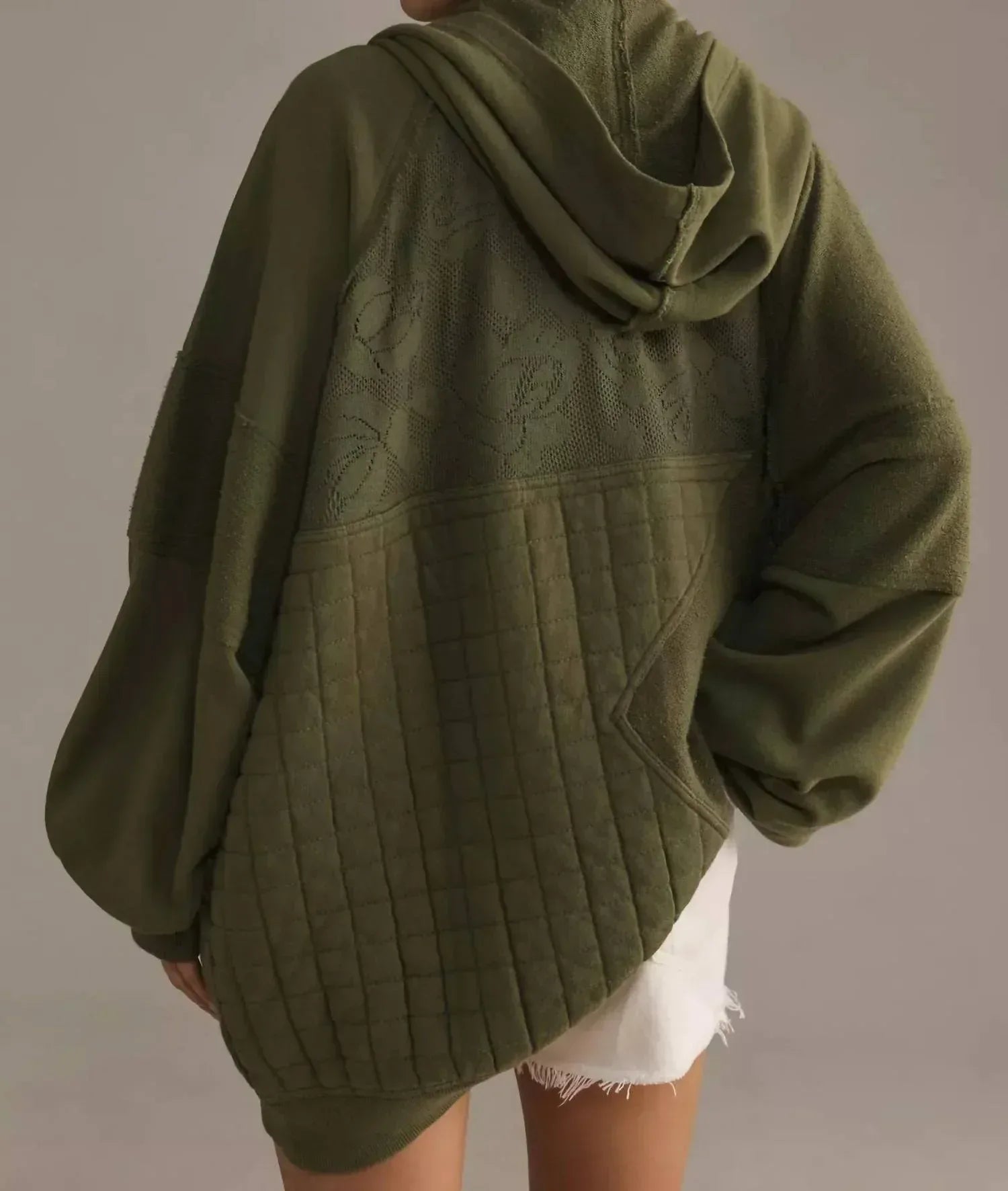 Pilcro - Mixed Print Full Zip Hooded Sweatshirt - Rack Hunt