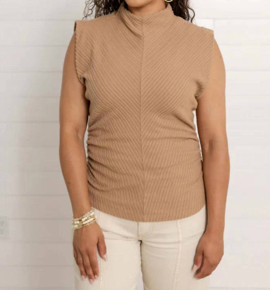 Funnel Neck Side Ruched Top