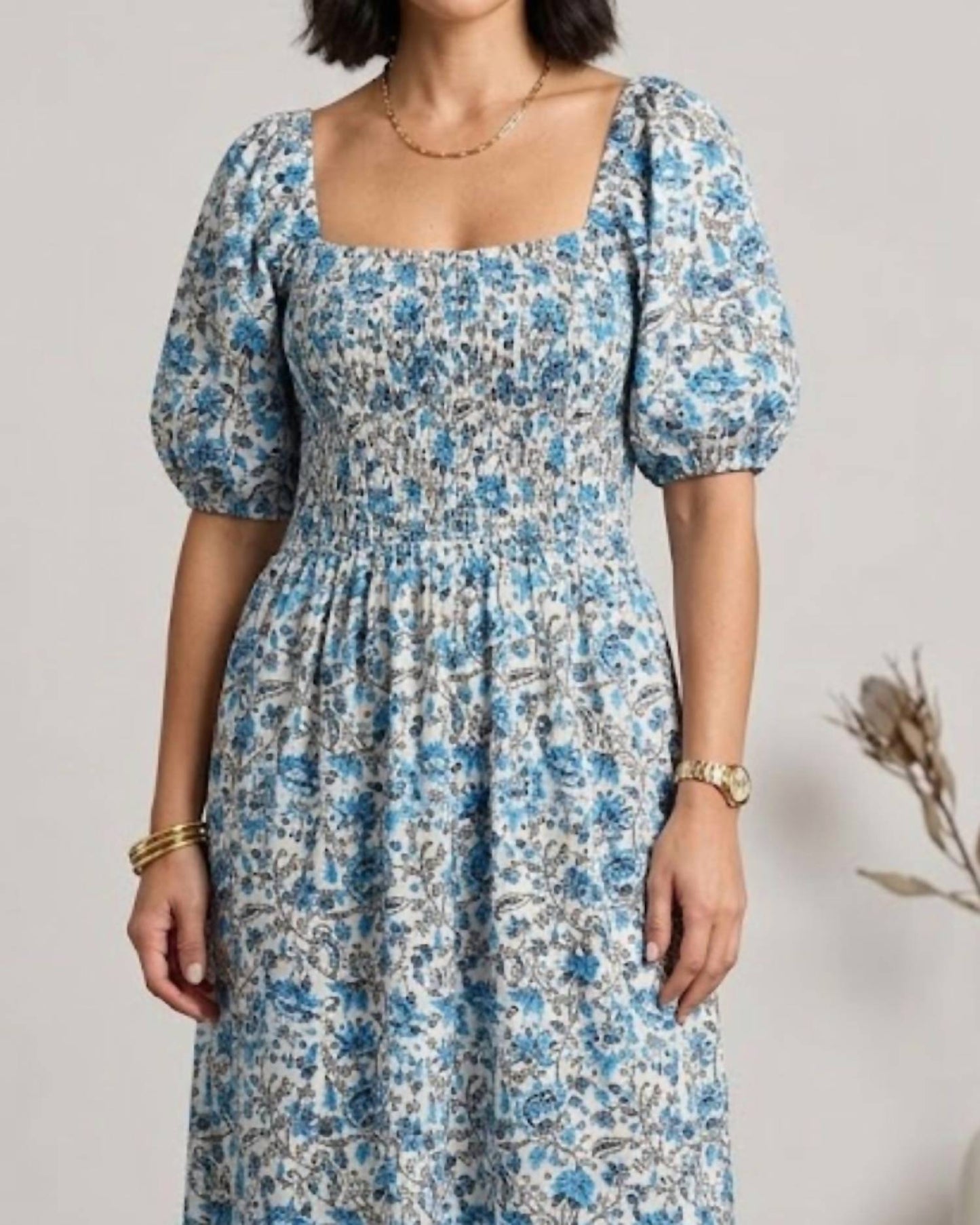 Abaco Puff Sleeve Midi Dress