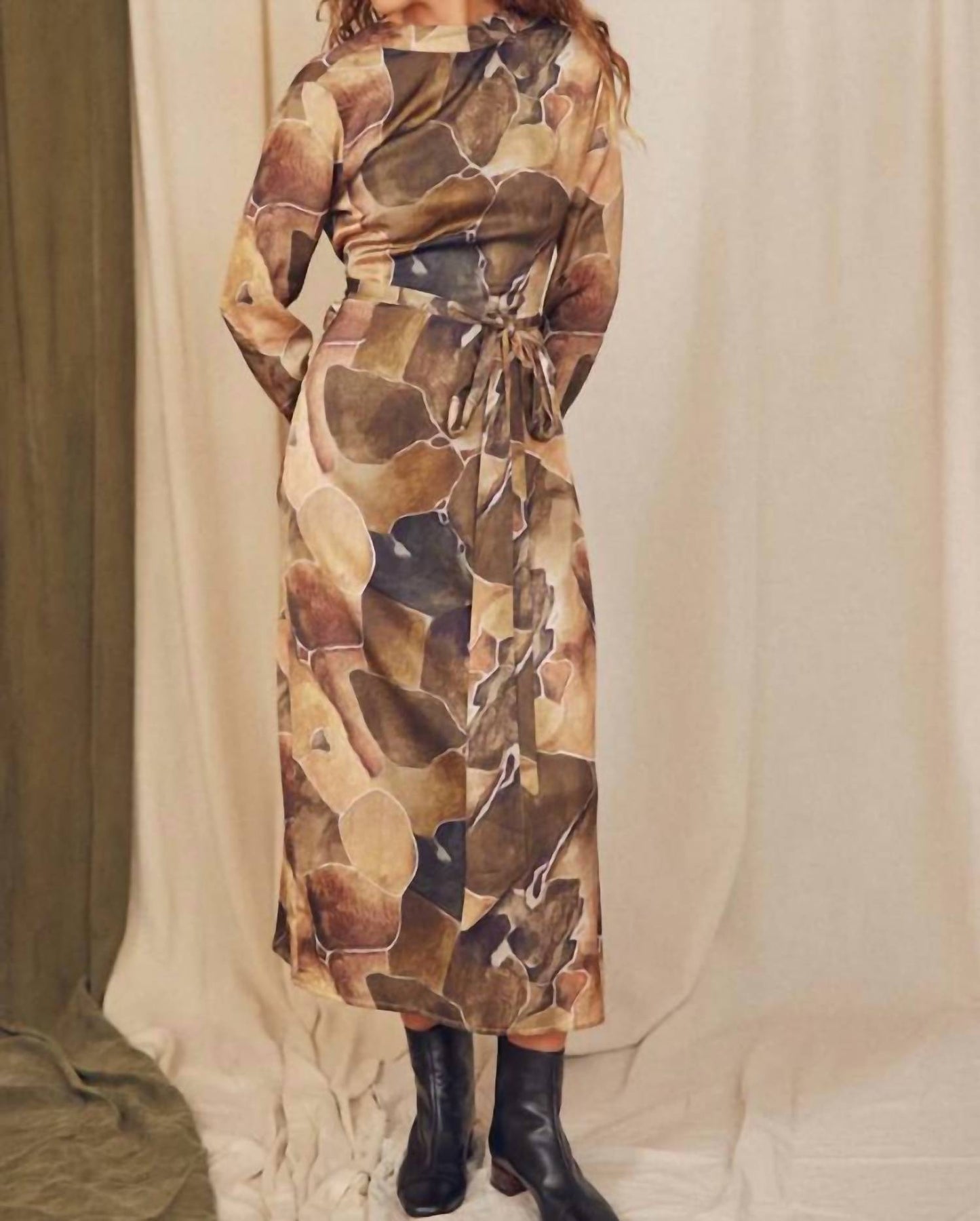 Printed Midi Wrap Dress