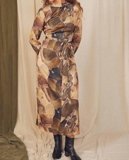 Printed Midi Wrap Dress