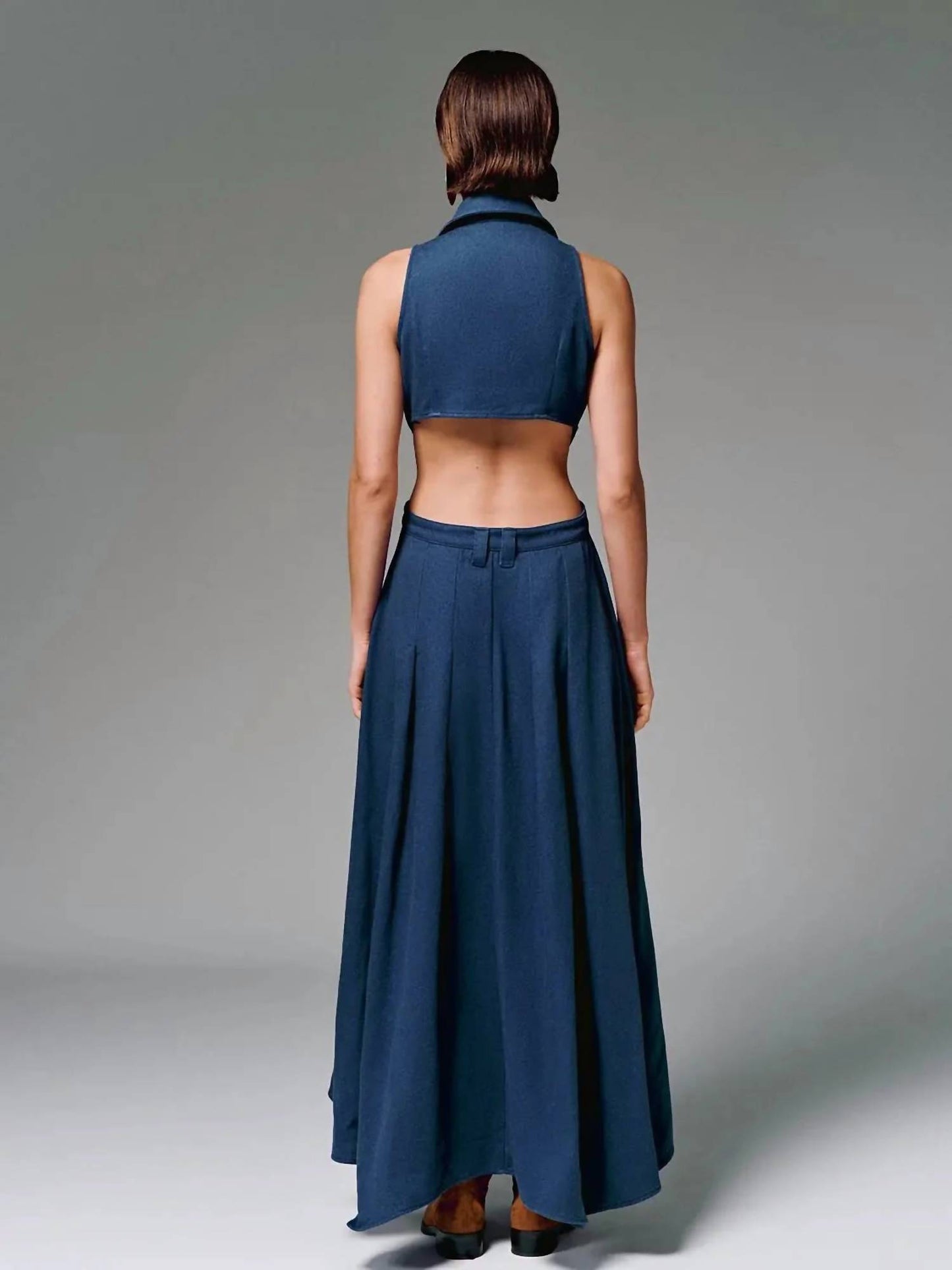 Cotton Cutout Sleeveless Maxi Dress
