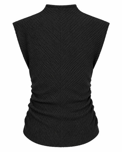 Funnel Neck Side Ruched Top