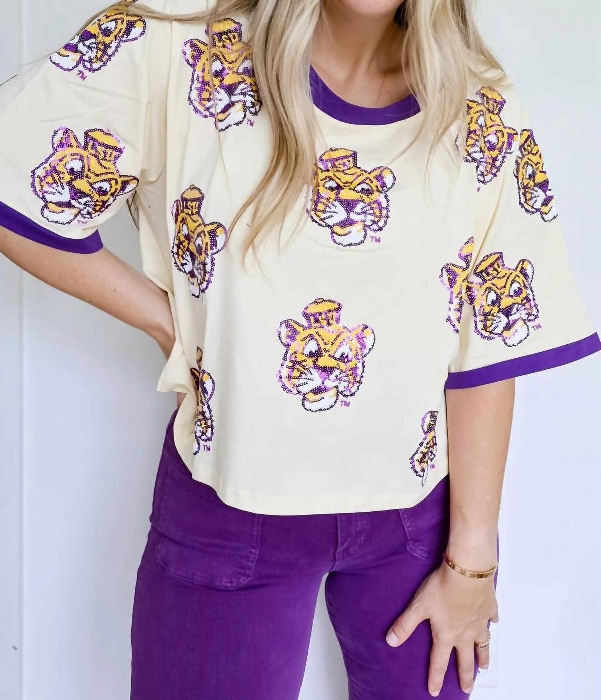 Women's Oversized Scattered Tigers Crop Tee