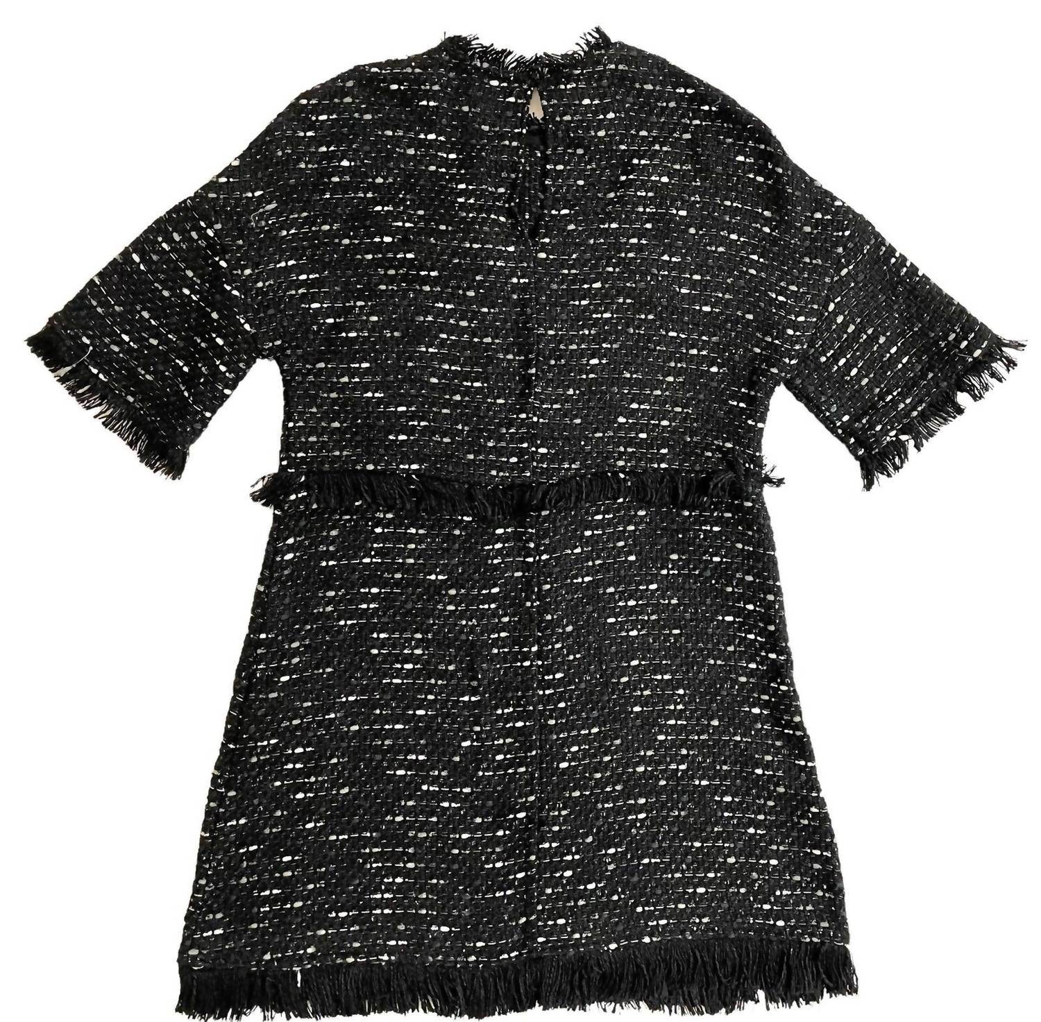 Boutique Moschino - FRINGED TWEED A LINE DRESS - Rack Hunt