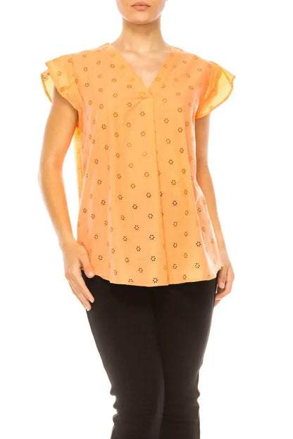 Grand & Greene - Floral Eyelet Cap Sleeve Top - Rack Hunt