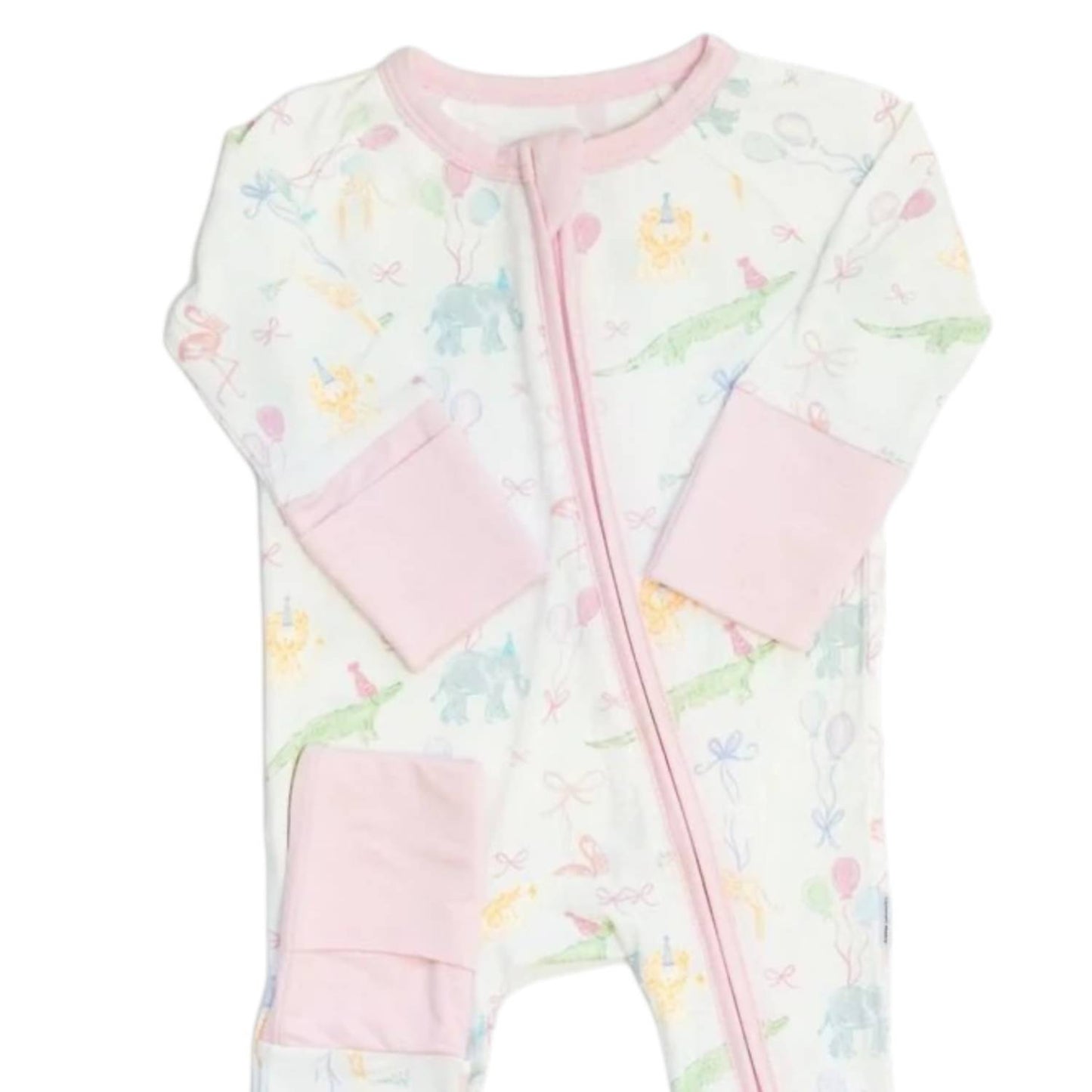 Kids Birthday Zoo Animals Bamboo Zip Sleep Romper