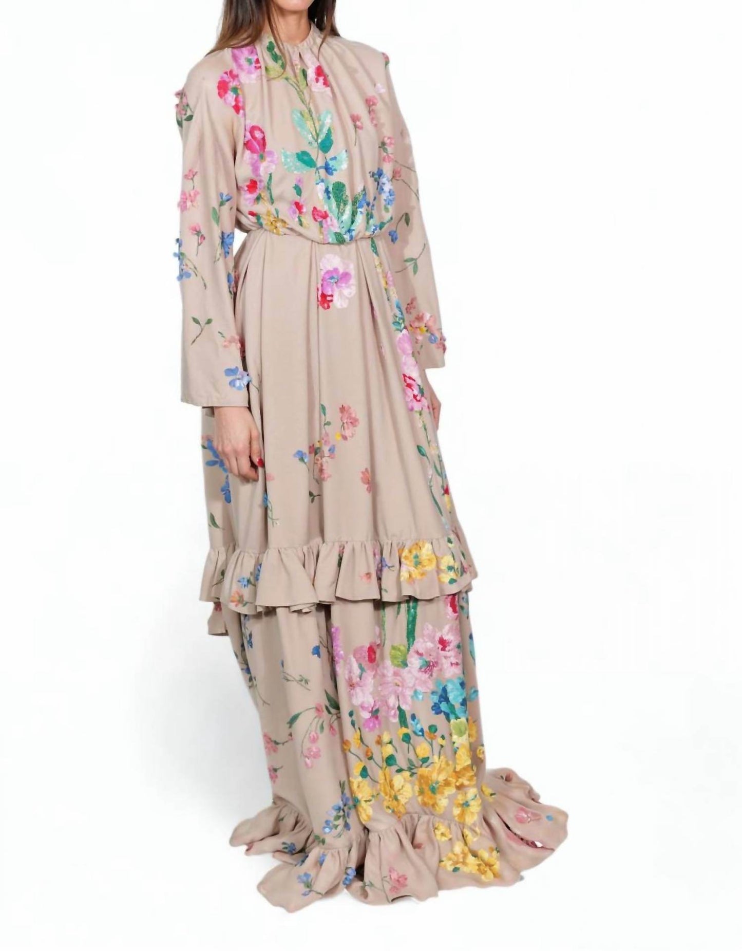 Valentino - Floral Embroidered Ruffle Hem Gown - Rack Hunt