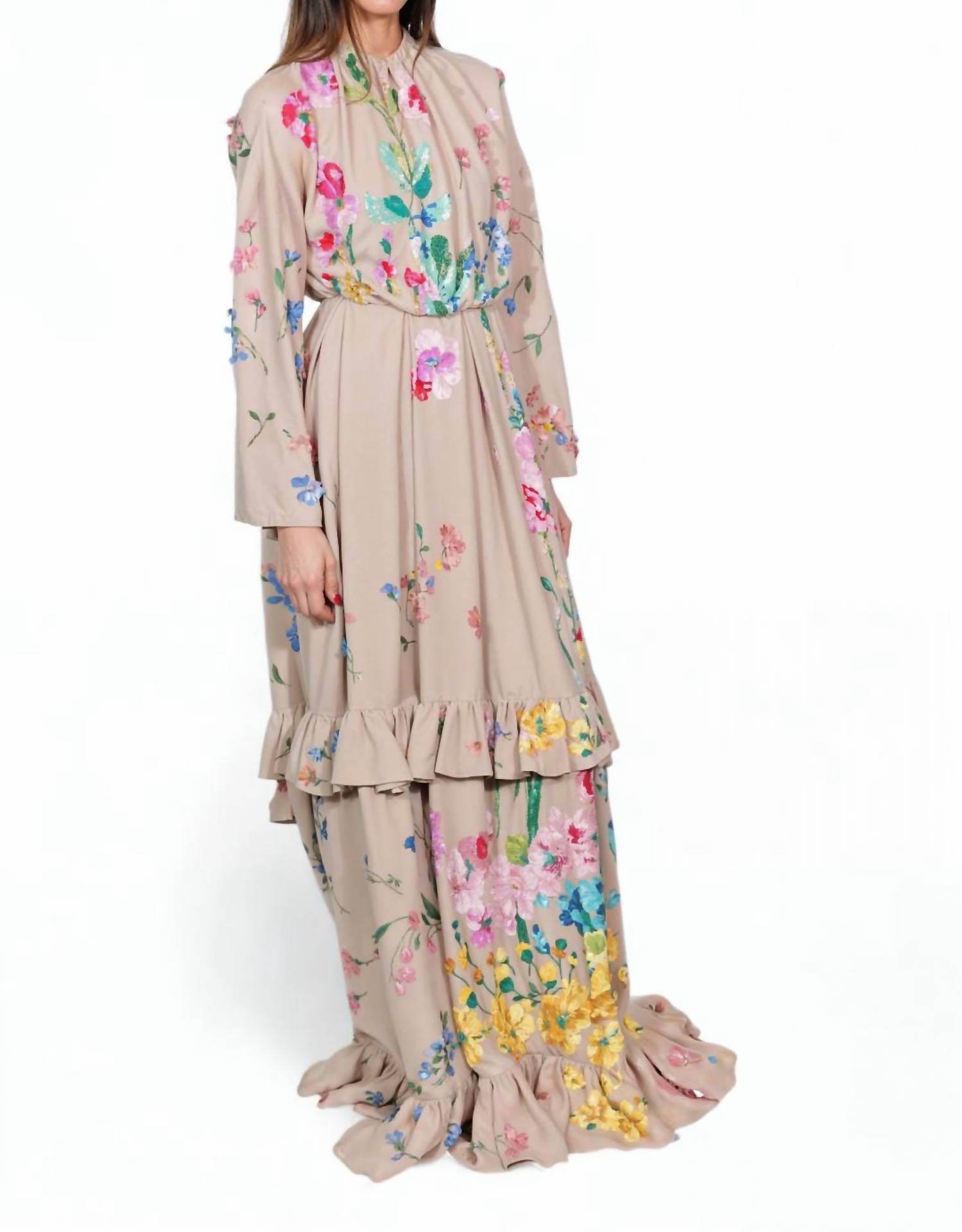Valentino - Floral Embroidered Ruffle Hem Gown - Rack Hunt