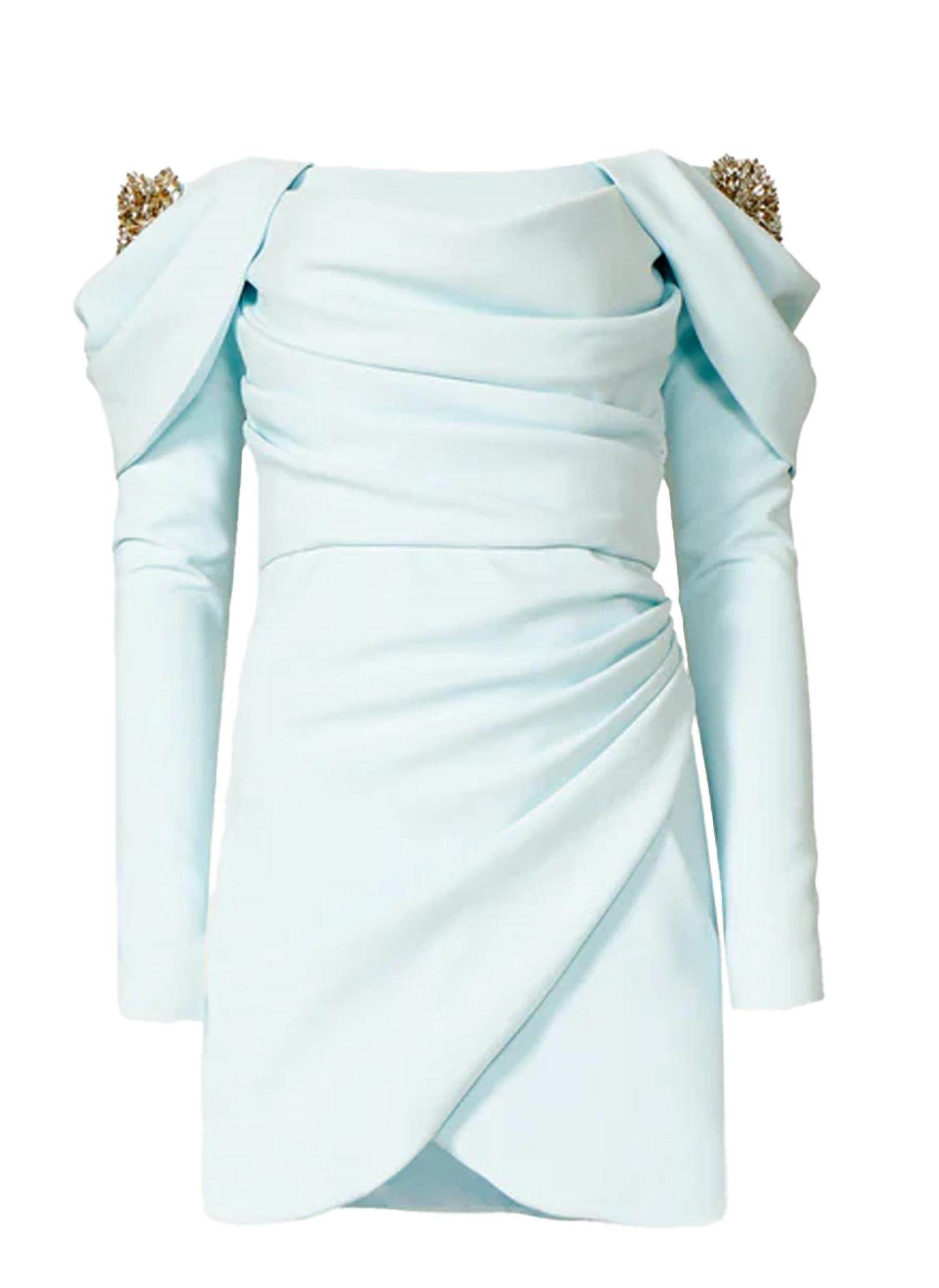 Costarellos - Lilas Crepe Draped Mini Dress - Rack Hunt -