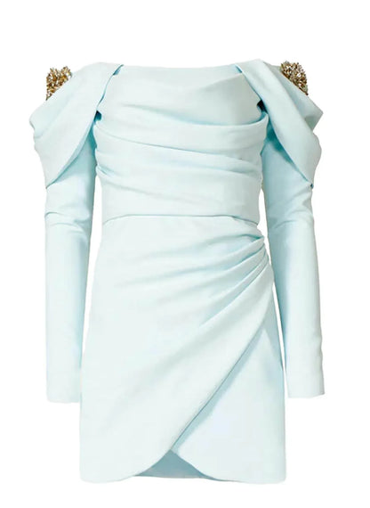 Costarellos - Lilas Crepe Draped Mini Dress - Rack Hunt
