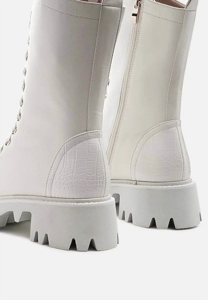 London Rag - Women's Drill Chunky Lace Up Ankle Boots - Rack Hunt