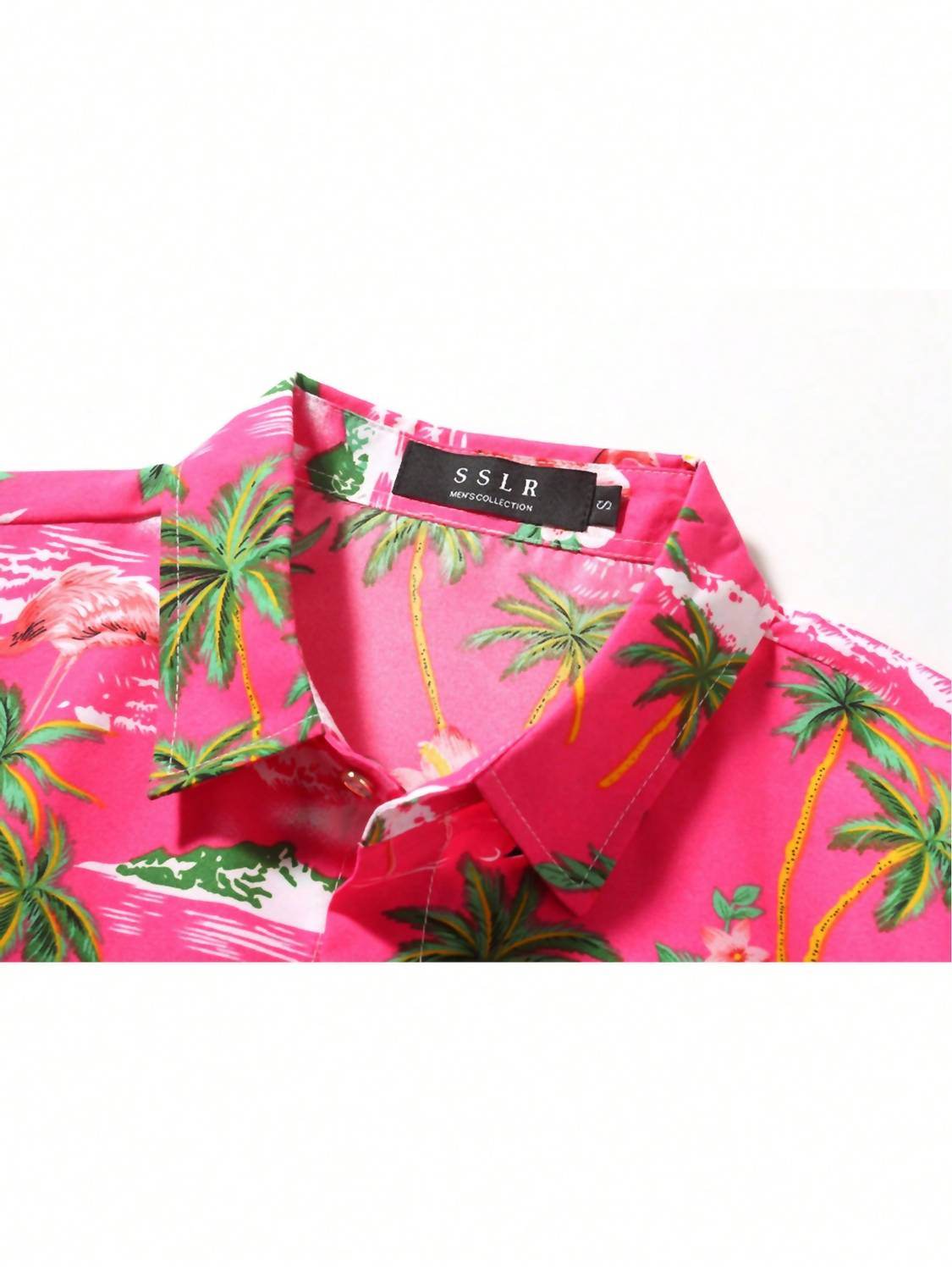 SSLR - Mens Hawaiian Shirt Short Sleeve Flamingo Shirt Casual Button Down Shirts Summer Beach Shirt - Rack Hunt