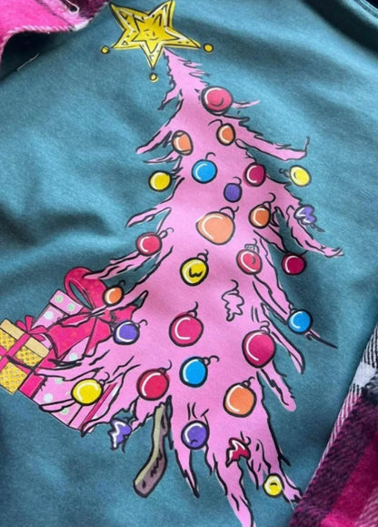 Inked Up Apparel - Women's Pastel Christmas Tree Graphic Tee - Rack Hunt