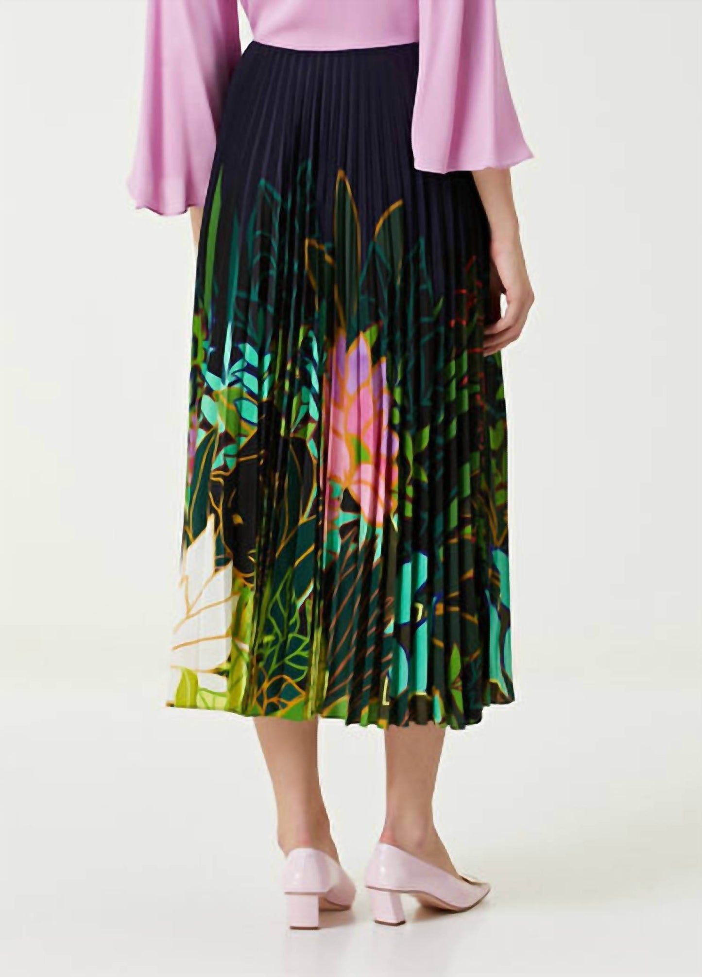 Valentino - Patterned Pleated Midi Silk Skirt - Rack Hunt