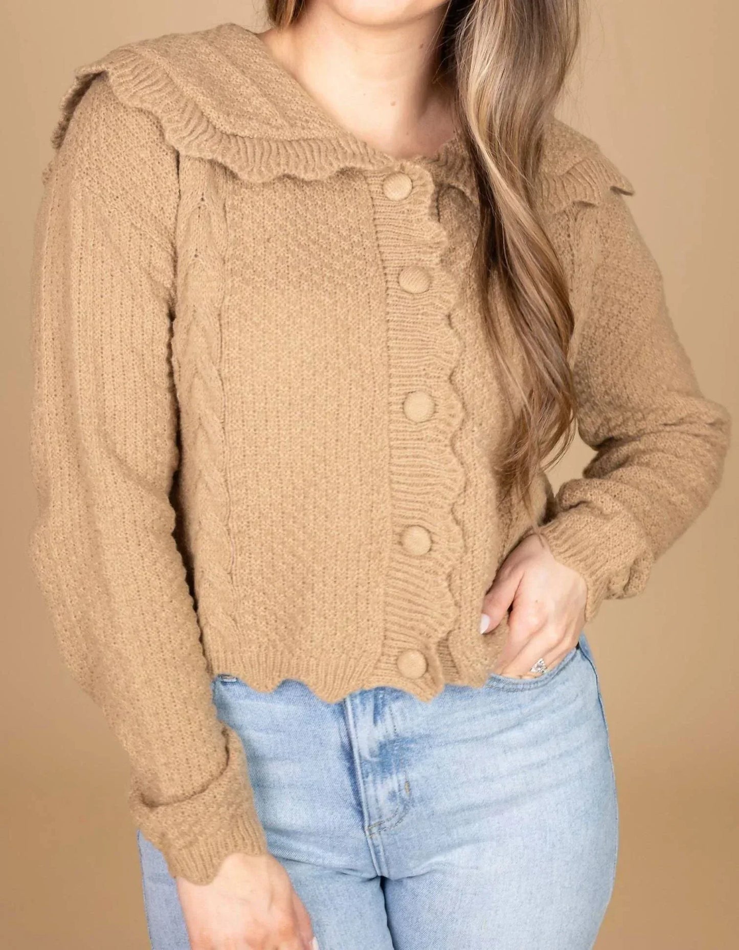 LUCCE - Anna Scalloped Knit Cardigan - Rack Hunt