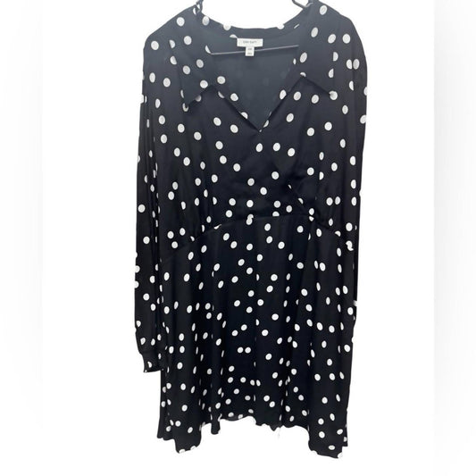Chic Polka Dot Long Sleeve Mini Dress - Plus