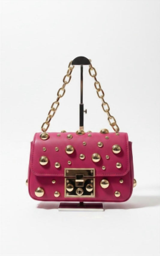Metal-Studs Leather Clutch