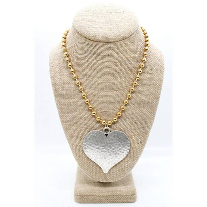 Women's Large Hammered Heart Convertible Chain Necklace