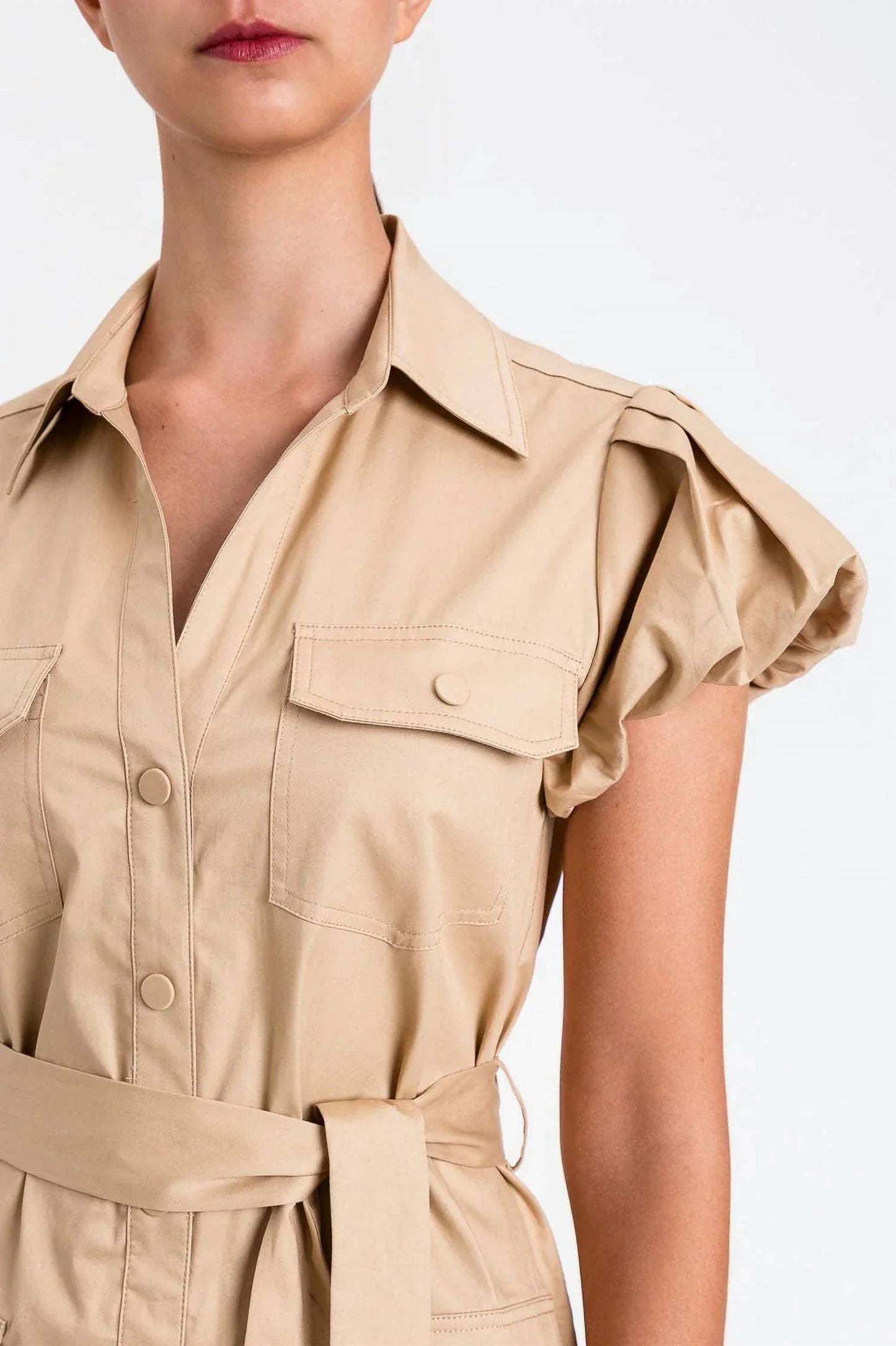 Pleated Safari Shirt Dress