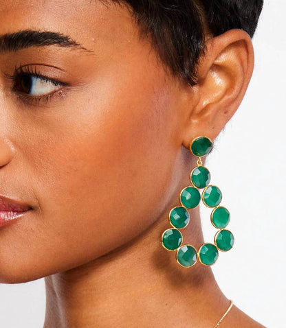 Women's Gemstone Bezel Drop Earrings