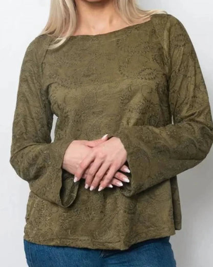 SNO SKINS - Embroidered Scoop Neck Suede Top - Rack Hunt