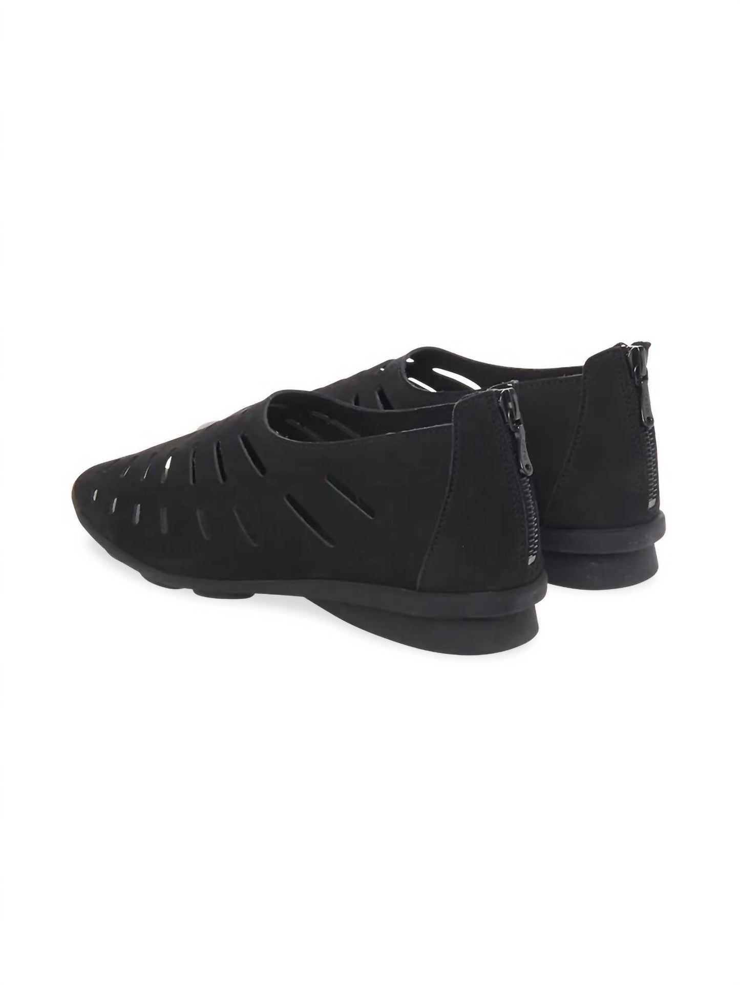 Women's Christos Leather Flats Zip Back Shoes