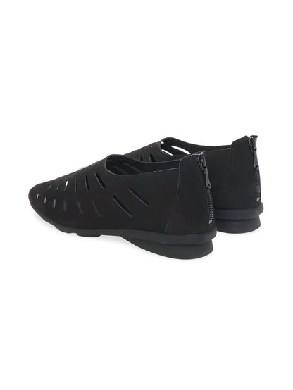 Women's Christos Leather Flats Zip Back Shoes