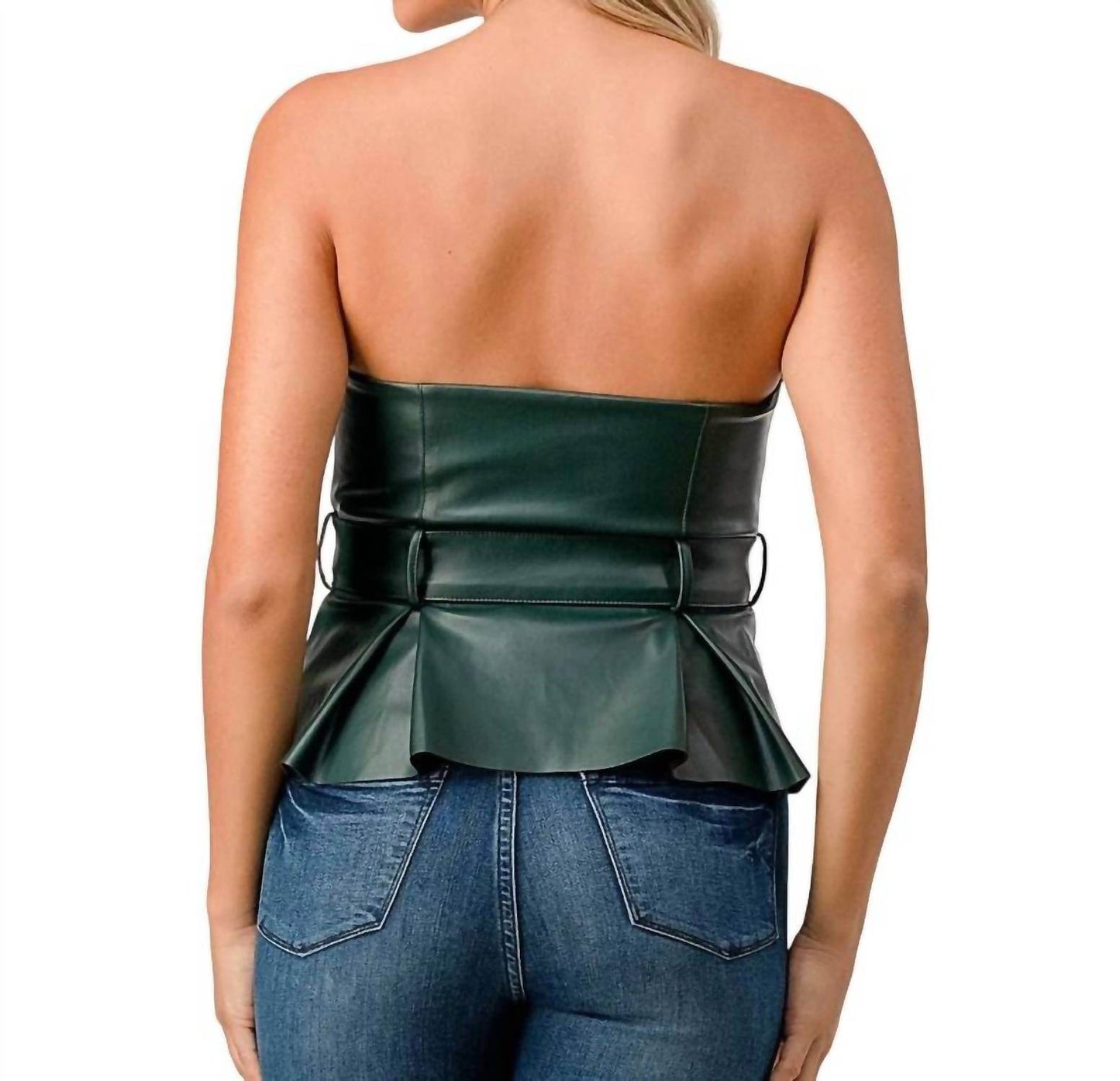 Evenuel - Vegan Leather Peplum Top - Rack Hunt