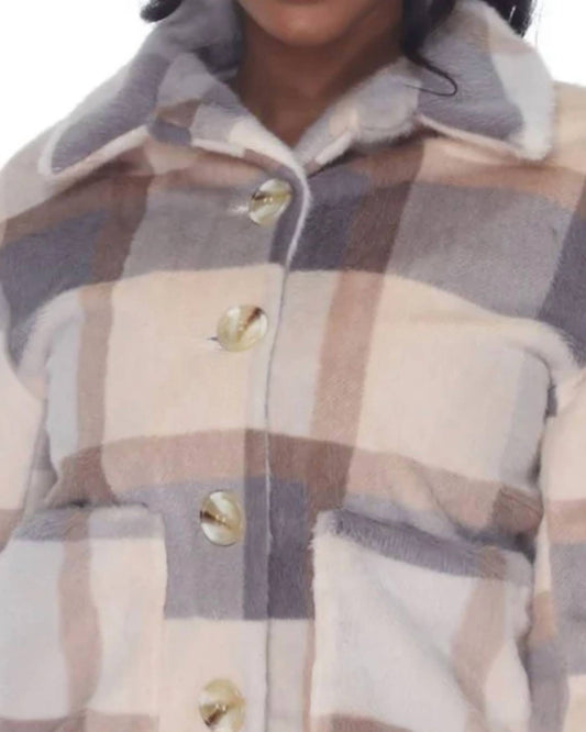 Leonie Plaid Plush Coat