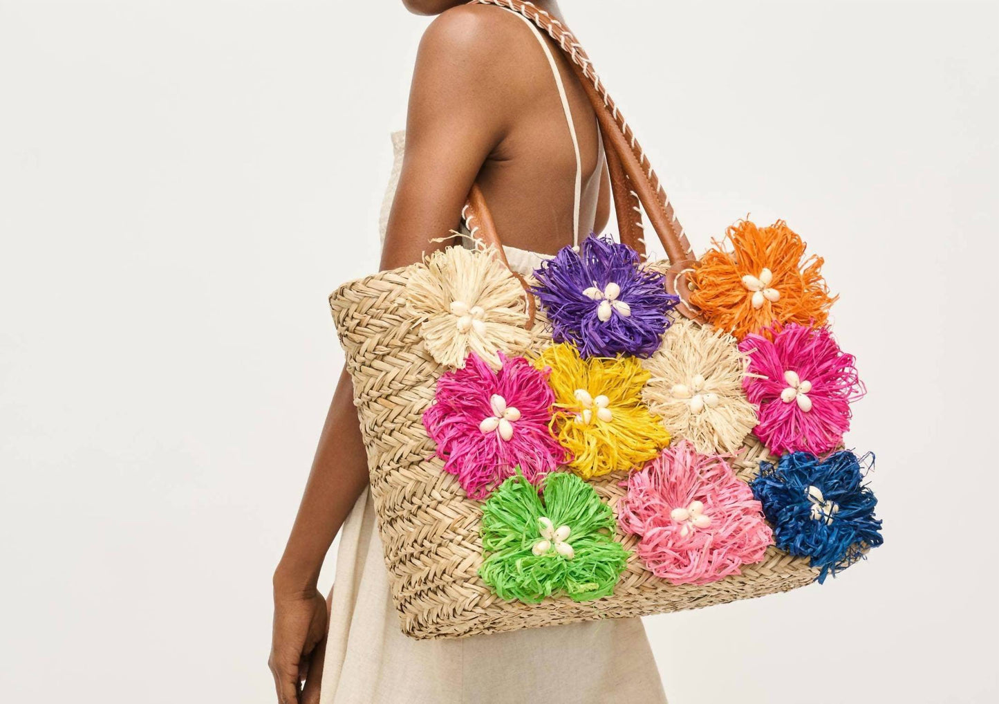 Women's Queenie Floral Straw Tote Bag
