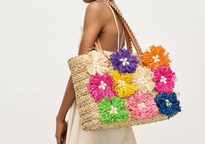 Women's Queenie Floral Straw Tote Bag