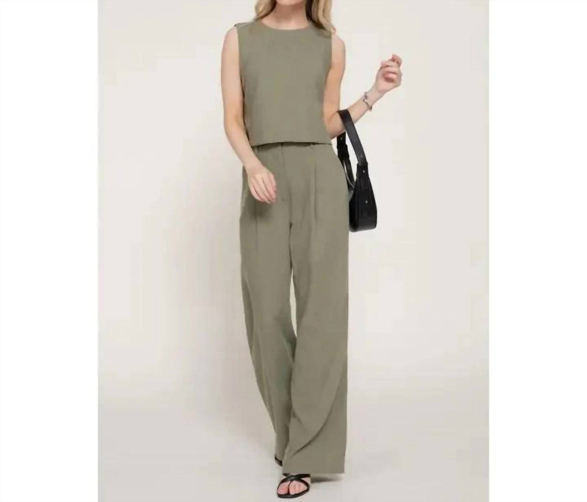 Linen-style Crop Top And Pant Set