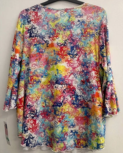 V-neck Top With Flounce Sleeves