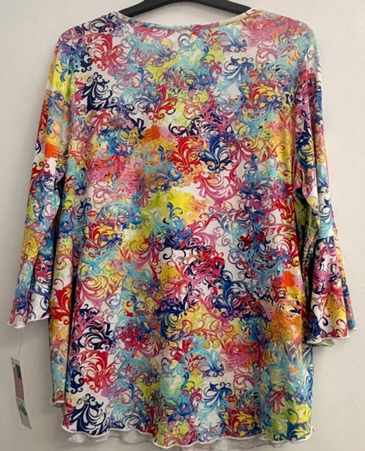 V-neck Top With Flounce Sleeves