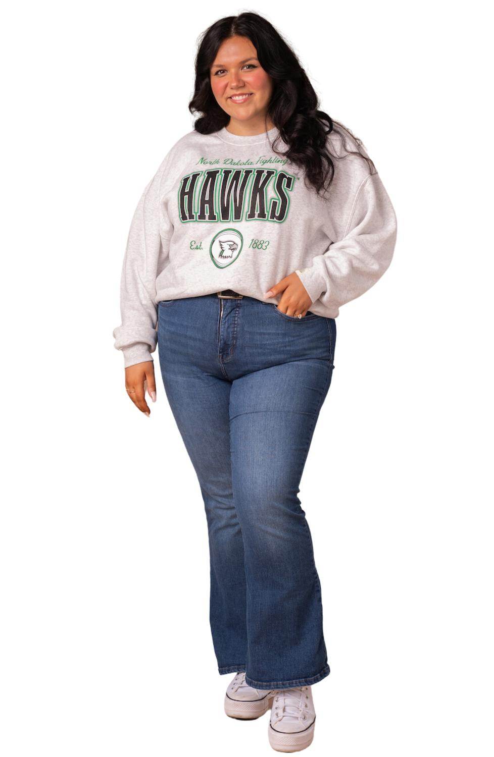Fan Girl Clothing - Fighting Hawks Vintage Oversized Crew Sweatshirt - Rack Hunt -