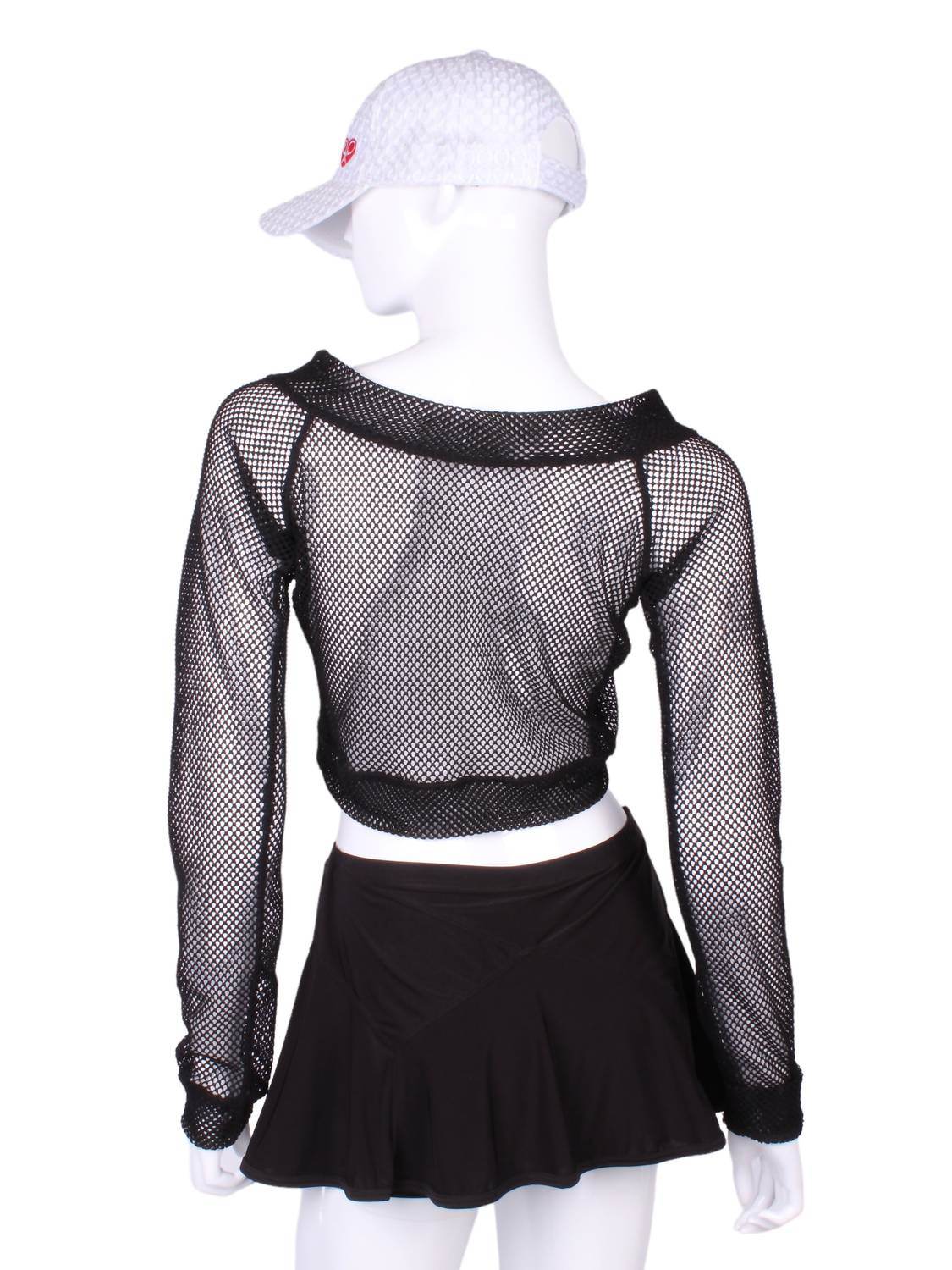 Love Love Tennis - Women's Fishnet Straight Back Vee Crop Top - Rack Hunt