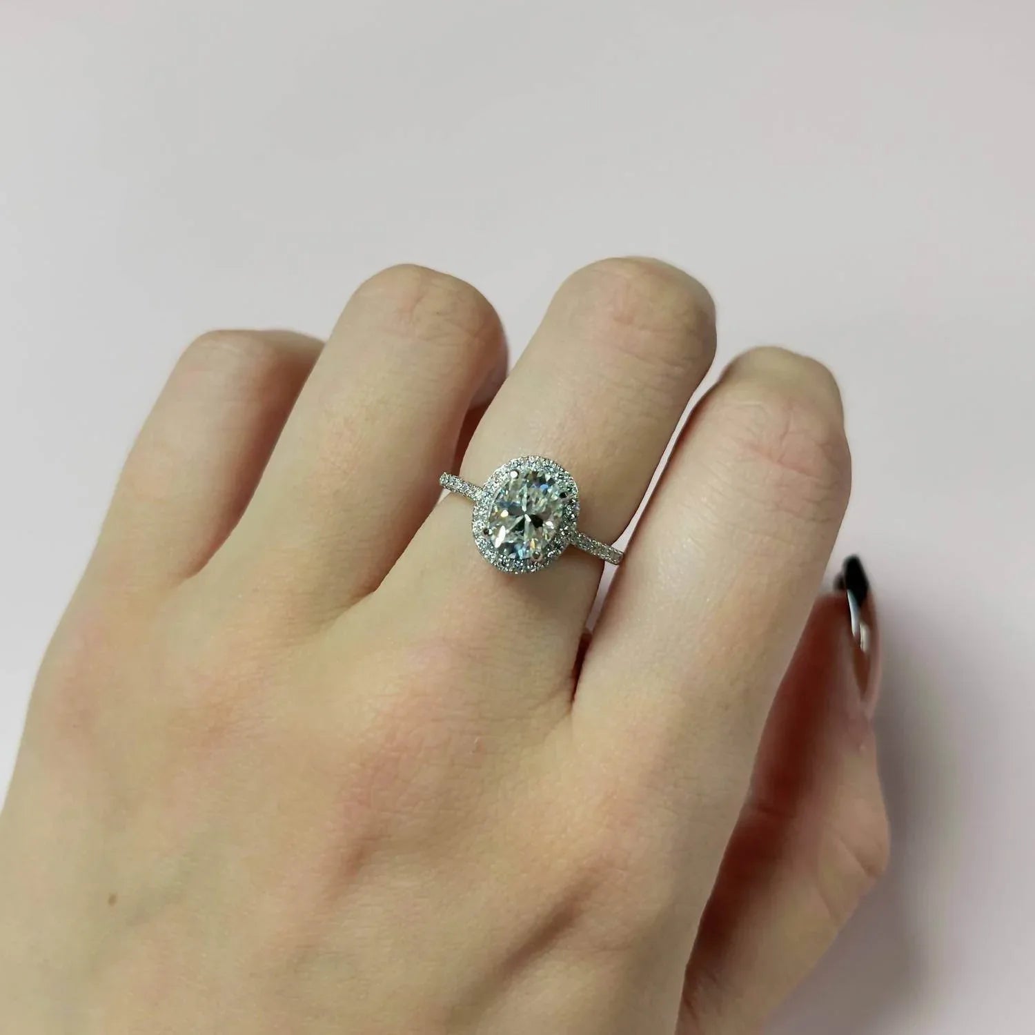 Allyanna Gifts - Women's Oval Moissanite With Halo Ring - Rack Hunt
