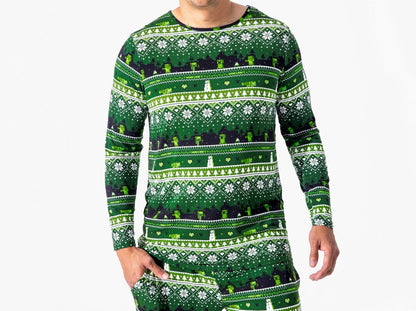 Men's Minecraft Creeper Holiday Bamboo Pajama Set