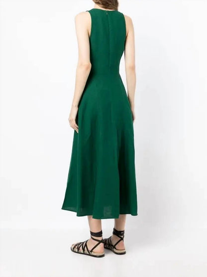 Rose Linen Midi Dress