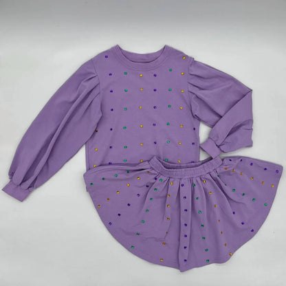 Girls Mardi Gras Skort Set