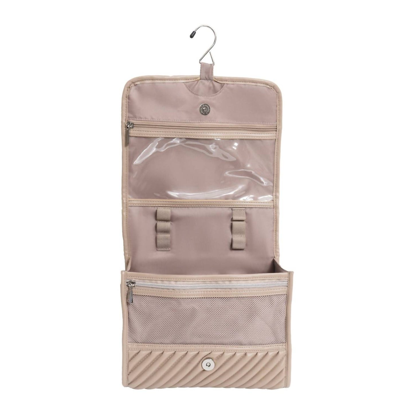 Women's Large Diagonal Quilted Hanging Toiletry Case