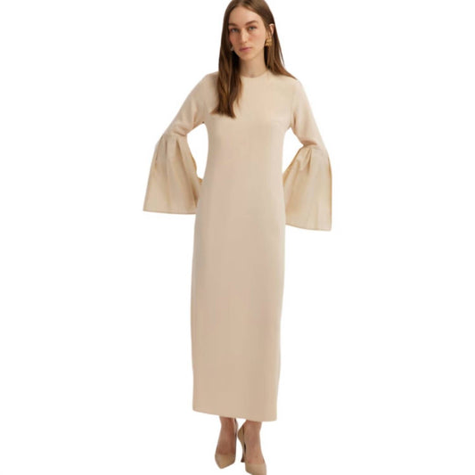 Taffeta Sleeve Detailed Maxi Dress