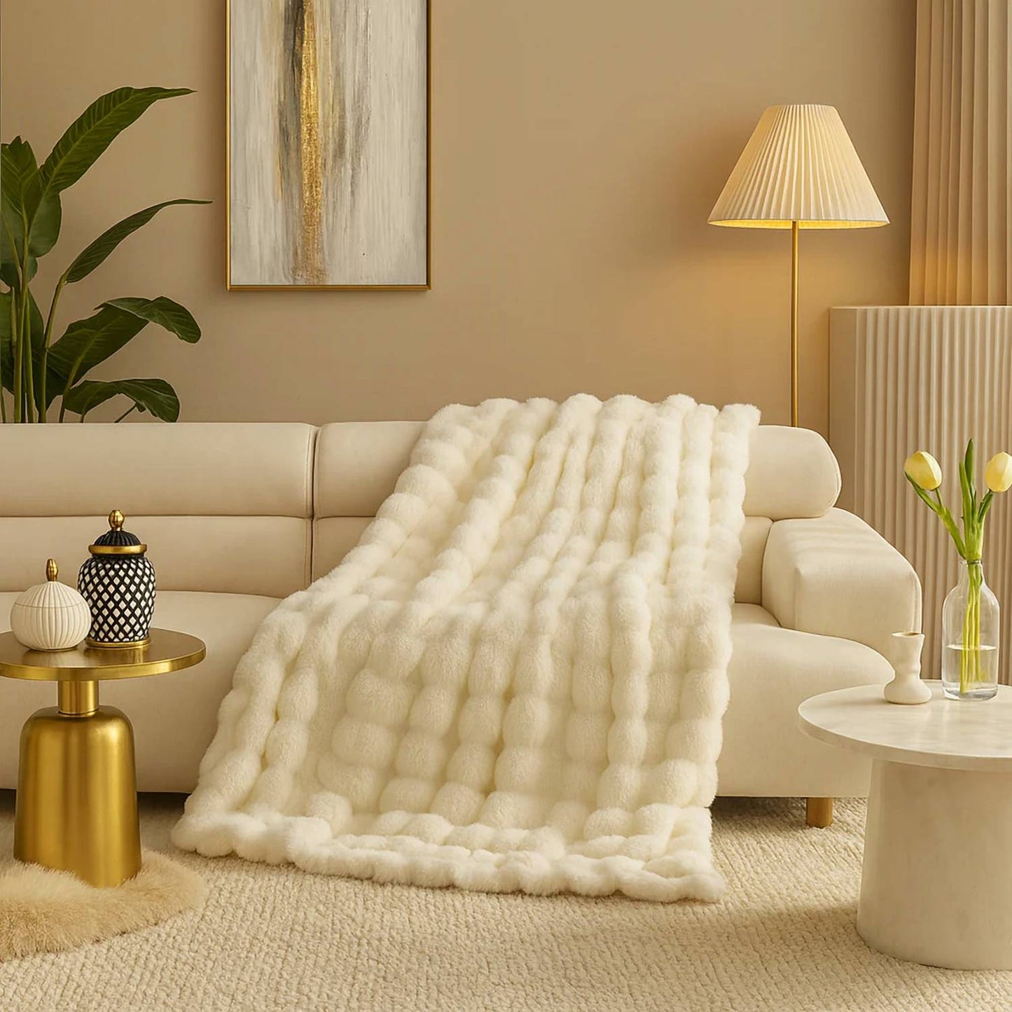 Bubble Faux Fur Throw Blanket