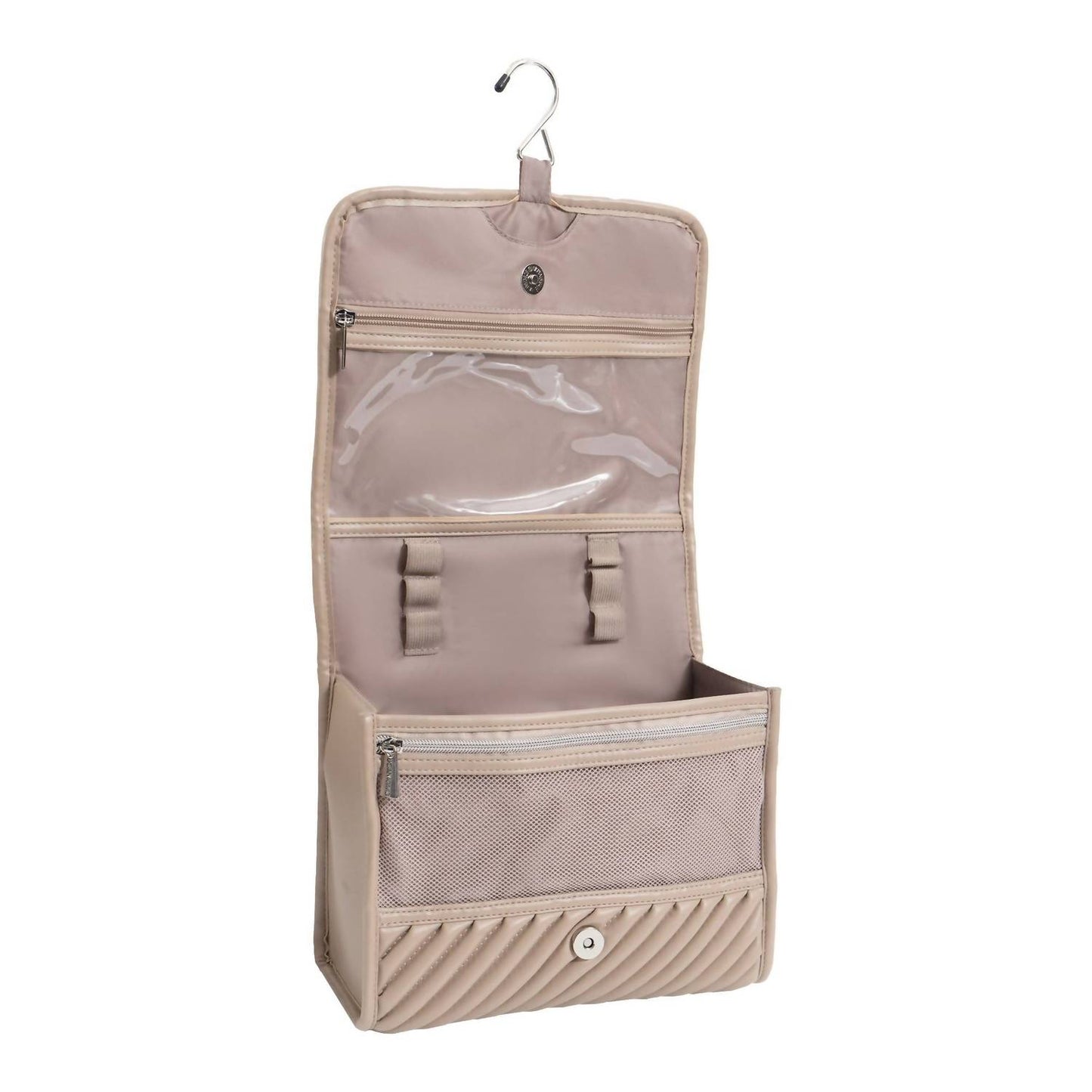 Women's Large Diagonal Quilted Hanging Toiletry Case
