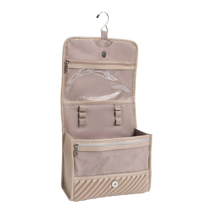 Women's Large Diagonal Quilted Hanging Toiletry Case